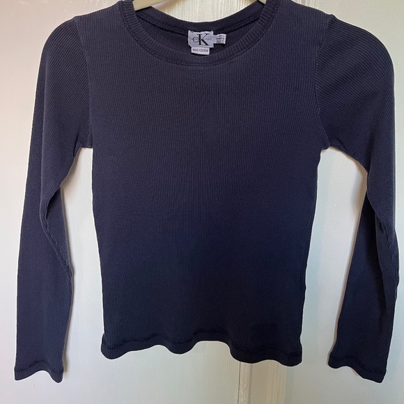 Calvin Klein Long-Sleeved Navy Blue Tee - Picture 1 of 5